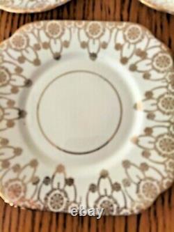 ART DECO DORIC PENDANT BONE CHINA TEA SET GOLD GILT ON WHITE 19 PIECES c1929