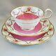Aynsley 3318 Pattern Dessert Set Cup Saucer Pink Roses Swag Bow Tie Gold Trim