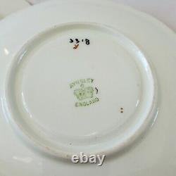 AYNSLEY 3318 Pattern Trio Set Cup Saucer Pink Roses Swag Bow Tie Gold Trim