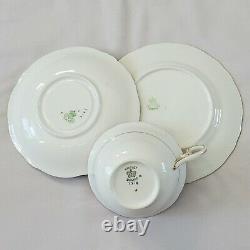 AYNSLEY 3318 Pattern Trio Set Cup Saucer Pink Roses Swag Bow Tie Gold Trim AS IS