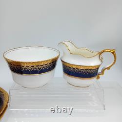 AYNSLEY Antique C. 1900 Cobalt Blue & Gold Border 39 Pcs Tea Set For 9 12
