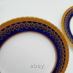 AYNSLEY Antique C. 1900 Cobalt Blue & Gold Border 39 Pcs Tea Set For 9 12