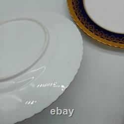 AYNSLEY Antique C. 1900 Cobalt Blue & Gold Border 39 Pcs Tea Set For 9 12