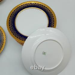 AYNSLEY Antique C. 1900 Cobalt Blue & Gold Border 39 Pcs Tea Set For 9 12