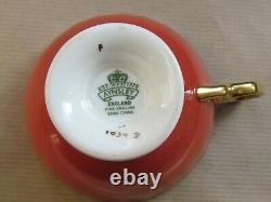 AYNSLEY CHINA ORCHARD GOLD RUST COLOURED FOOTED TEA CUP & SAUCER JONES (Ref6440)
