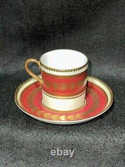 AYNSLEY England Decorative Demitasse Cup & Saucer Sets (#4)- Dark Red & Gold