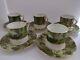 Aynsley Green Onyx Coffee Cup And Saucer Set Of 5, Gold Gilded, See Pictures