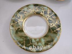 AYNSLEY Green Onyx Coffee Cup And Saucer set of 5, gold gilded, see pictures