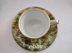 AYNSLEY Green Onyx Coffee Cup And Saucer set of 5, gold gilded, see pictures