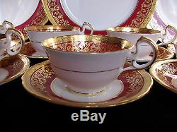 AYNSLEY KENILWORTH RED #7023 (1930's)- CUP & SAUCER (s)- ENCRUSTED GILT! RARE