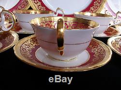 AYNSLEY KENILWORTH RED #7023 (1930's)- CUP & SAUCER (s)- ENCRUSTED GILT! RARE