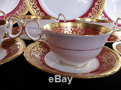 AYNSLEY KENILWORTH RED #7023 (1930's)- CUP & SAUCER (s)- ENCRUSTED GILT! RARE