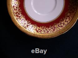 AYNSLEY KENILWORTH RED #7023 (1930's)- CUP & SAUCER (s)- ENCRUSTED GILT! RARE