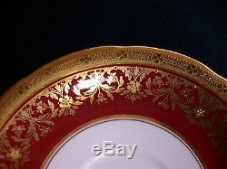 AYNSLEY KENILWORTH RED #7023 (1930's)- CUP & SAUCER (s)- ENCRUSTED GILT! RARE