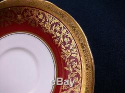 AYNSLEY KENILWORTH RED #7023 (1930's)- CUP & SAUCER (s)- ENCRUSTED GILT! RARE