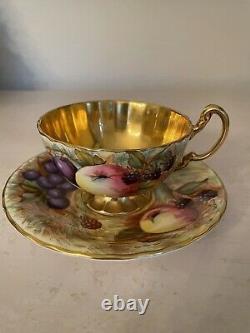 AYNSLEY ORCHARD GOLD CUP & SAUCER signed N. BRUNT