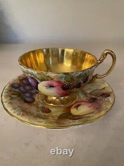 AYNSLEY ORCHARD GOLD CUP & SAUCER signed N. BRUNT