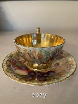 AYNSLEY ORCHARD GOLD CUP & SAUCER signed N. BRUNT