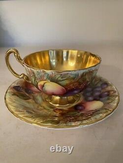 AYNSLEY ORCHARD GOLD CUP & SAUCER signed N. BRUNT