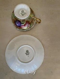 AYNSLEY ORCHARD GOLD CUP & SAUCER signed N. BRUNT