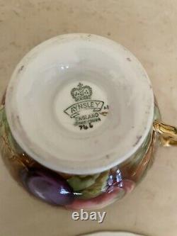 AYNSLEY ORCHARD GOLD CUP & SAUCER signed N. BRUNT