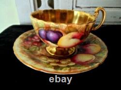 AYNSLEY ORCHARD GOLD CUP & SAUCER signed N. BRUNT & D. JONES hand painted