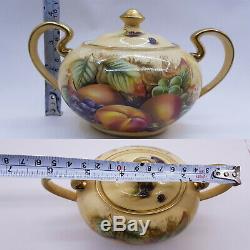 AYNSLEY ORCHARD GOLD coffee set 6 coffee cans/ cups saucers jug lidded sugar Pot