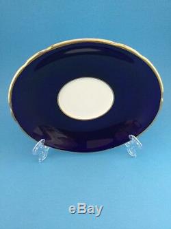 AYNSLEY TALL SHIP ARTIST SIGNED CUP & SAUCER, COBALT BLUE w GOLD TRIM EXCELLENT