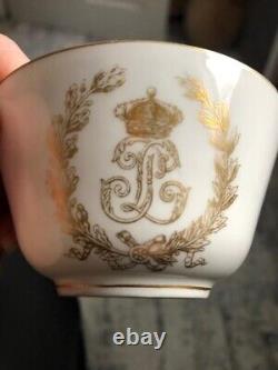A Sevres Napoleon III porcelain cup and saucer 19th C #6