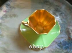 A Very Beautiful Shelley, Queen Anne, Green & Gold, Coffee Cup & Saucer, Mint