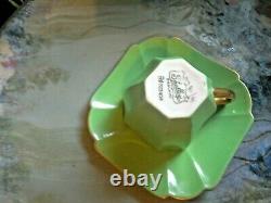 A Very Beautiful Shelley, Queen Anne, Green & Gold, Coffee Cup & Saucer, Mint