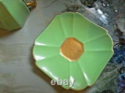 A Very Beautiful Shelley, Queen Anne, Green & Gold, Coffee Cup & Saucer, Mint