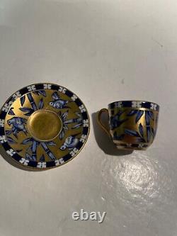 A fabulous BLUEBIRD Gold and Cobalt Blue Coalport Miniture Cup & Saucer