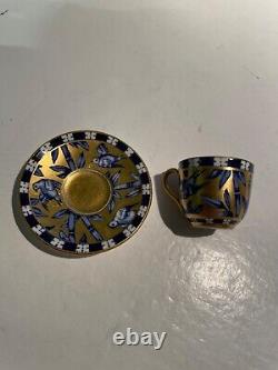A fabulous BLUEBIRD Gold and Cobalt Blue Coalport Miniture Cup & Saucer