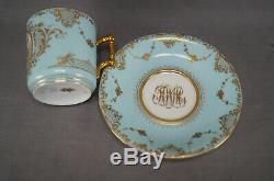 Ambrosius Lamm Dresden Courting Couple Blue Raised Gold Oversized Cup & Saucer
