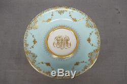 Ambrosius Lamm Dresden Courting Couple Blue Raised Gold Oversized Cup & Saucer