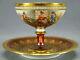 Ambrosius Lamm Dresden Courting Couple Purple Luster Gold Pedestal Cup & Saucer