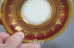 Ambrosius Lamm Dresden Courting Couple Purple Luster Gold Pedestal Cup & Saucer