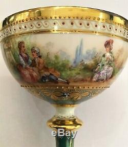 Ambrosius Lamm Dresden hand painted luster pedestal cup saucer