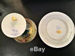 Ambrosius Lamm Dresden hand painted luster pedestal cup saucer