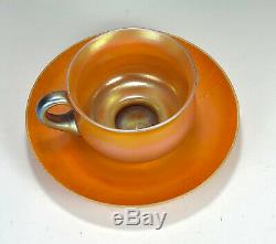 American Art Glass Cup & Saucer Quezal Kew Blas Union Glass Durand