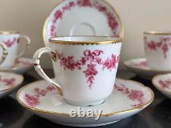 Ancienne Manufacture Royale 6 Limoges Louis XV Demitasse Cups and Saucer Sevres