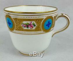 AntiqueMintonTurquoise Cup & SaucerHand Painted EnamelGold Gilt1870