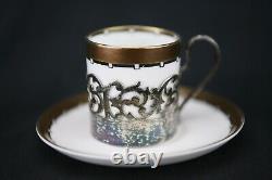 Antique(1891-1920)Bishop & Stonier EPNS/Porcelain Espresso Set, Exquisite, Rare