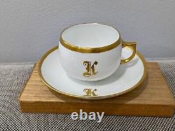 Antique 1915 Porcelain Set of 6 Cups & Saucers with Gold K