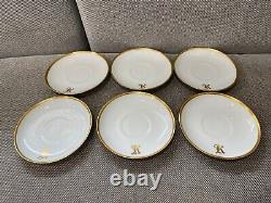 Antique 1915 Porcelain Set of 6 Cups & Saucers with Gold K