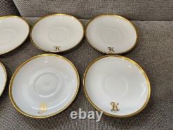 Antique 1915 Porcelain Set of 6 Cups & Saucers with Gold K