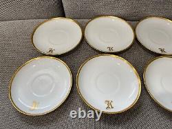 Antique 1915 Porcelain Set of 6 Cups & Saucers with Gold K