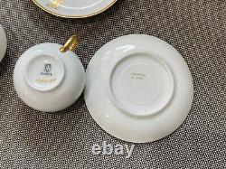 Antique 1915 Porcelain Set of 6 Cups & Saucers with Gold K