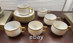 Antique 1915 Porcelain Set of 6 Cups & Saucers with Gold No Monogram